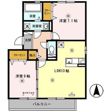 明石駅 バス19分  二ツ屋公園前下車：停歩6分 1階の物件間取画像